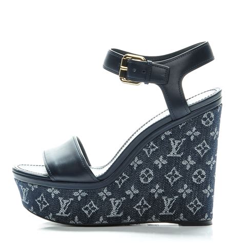 louis vuitton wedge sandals|louis vuitton denim sandals.